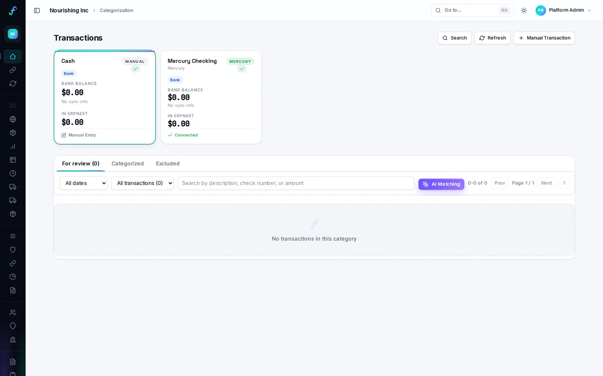 Finanly with the sidebar collapsed to an icon rail